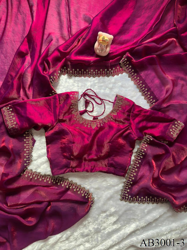 Beautifull Space Silk With ELegent Zarkan Work Saree