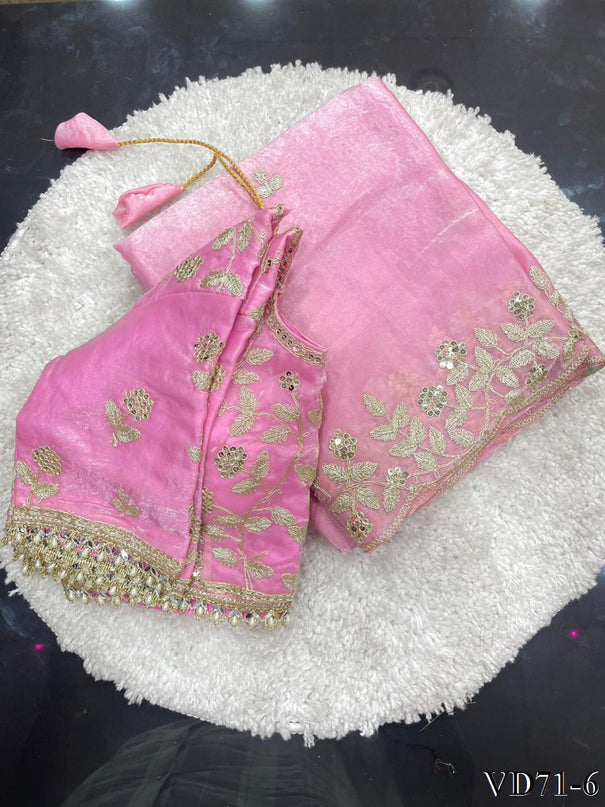Beautifull Elegetn Rich Look With Coding Embroidery Work Saree