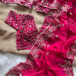 Beautifull Fandy Sattin Silk With Embroidery Work Saree