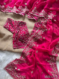 Beautifull Fandy Sattin Silk With Embroidery Work Saree