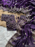 Beautifull Fandy Sattin Silk With Embroidery Work Saree