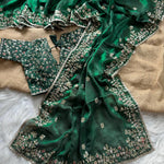 Beautifull Fandy Sattin Silk With Embroidery Work Saree
