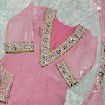 Beautiful Royal Look Heavy Lace Work & Real Mirror Work Silk Plazzo Set