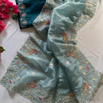 Beautifull Crushed Organza With Hand Embroidery Work Saree