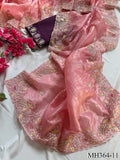 Beautifull Crushed Organza With Hand Embroidery Work Saree