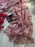 Beautifull Crushed Organza With Hand Embroidery Work Saree