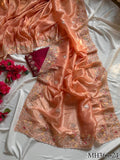 Beautifull Crushed Organza With Hand Embroidery Work Saree