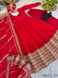 Chinon Silk Embroidered Gown with Sequin Work & Dupatta