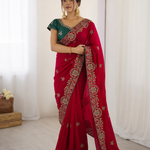 Beautiful Soft Rich Silk With Heavy Golden Embroidery Work Saree