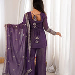Beautiful Soft Crunchy Silk Embroidery Sequence & Jari Work Suit Set