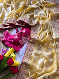 Most Viral Fandy Silk With Luxurious Shine Golden Embroidery Saree
