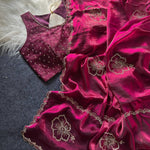 Most Viral Sattin Silk With Beautifull Jarkhan Work Saree