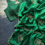 Most Viral Sattin Silk With Beautifull Jarkhan Work Saree