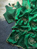 Most Viral Sattin Silk With Beautifull Jarkhan Work Saree