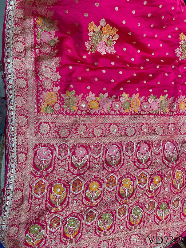 Beautiful Soft HO Silk Weaving Jacquard Embroidery Work Saree
