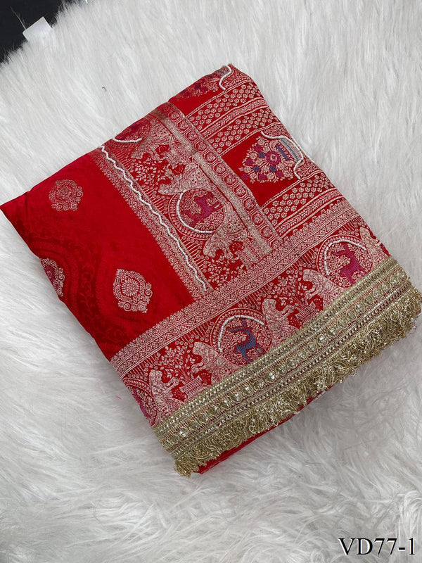 Beautiful Pure Soft HO Silk With Rich Jacquard Weaving Work Saree