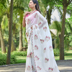 Beautifull Paper Silk With Floral Embroidery Work Saree