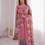 Beautifull Viscos Crunchy Silk With Embroidery Work Saree