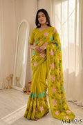 Beautifull Viscos Crunchy Silk With Embroidery Work Saree