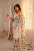 Beautifull Viscos Crunchy Silk With Embroidery Work Saree