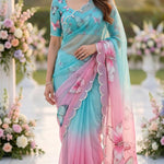 Beautifull Soft Tabby With Real Mirror With Butterfly Work Saree