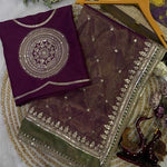 Beautiful Soft Rich Soft NC Twill Silk With Sequins Embroidery Work Saree