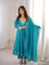 Beautifull Sky Blue Color Roman Fabric With Embroidery Work Gown
