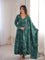 Beautiful Soft Rich Printed Maslin With Golden Lace Work Gown