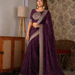 Beautiful Soft Rich Soft NC Twill Silk With Sequins Embroidery Work Saree