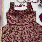 Beautiful Soft Rich Chanderi Jacquard Butti With Thread & Sequence Work Gown Set