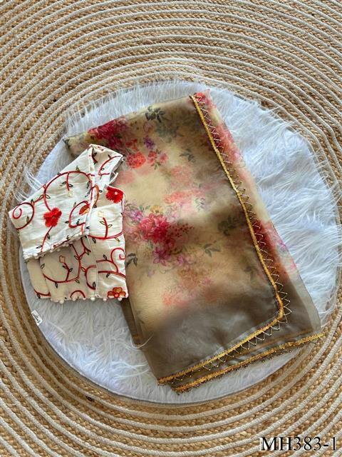 Beautiful Soft Rich Pure Organza Silk With Floral Digital Print Work Saree