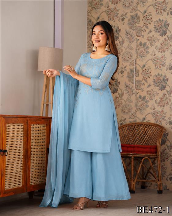 Beautiful Soft Rich Crunchy With Beads & Embroidery Work Plazzo Set