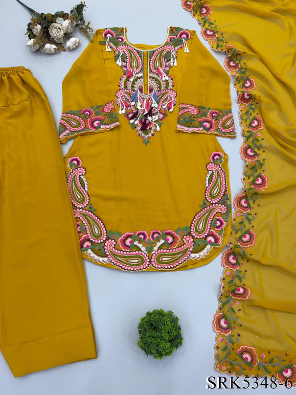 Beautiful Soft Rich Pure Heavy Georgette With Embroidery Thread Work Suit Set