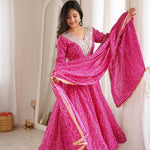 Beautiful Soft Rich Rayon With Mirror Embroidery Work Gown Set