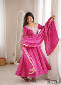 Beautiful Soft Rich Rayon With Mirror Embroidery Work Gown Set