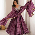 Beautiful Soft Rich Rayon With Mirror Embroidery Work Gown Set