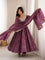 Beautiful Soft Rich Rayon With Mirror Embroidery Work Gown Set