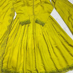 Beautiful Soft Rich Heavy Roman Silk With Heavy Embroidery Work Gown Set