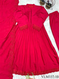 Beautiful Soft Rich Heavy Roman Silk With Heavy Embroidery Work Gown Set