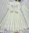 Beautiful Soft Rich Heavy Roman Silk With Heavy Embroidery Work Gown Set