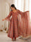 Beautiful Soft Rich Tebi Organza With Golden Mirror Lace Work Gown Set