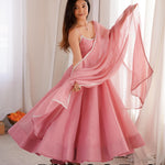 Beautiful Soft Rich Crunchy Silk With Swarovski Work Anarkali Suit Set