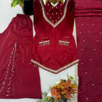 Elegant Roman Glass Mirror Work Palazzo Suit