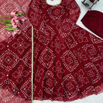 Faux Georgette Anarkali Suit with Digital Print & Mirror Work