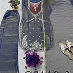Beautifull NC Moss Fabric With Embroidery Work Top Plazzo