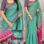 Linen Cotton Motif Zari Thread Weaving Jacquard Saree