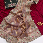 Heavy Embroidered Work Sattin Silk Saree