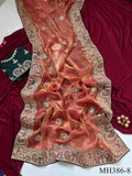 Heavy Embroidered Work Sattin Silk Saree