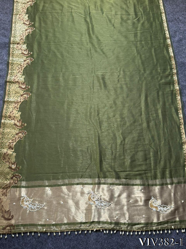 Pure Shimmer Tissue Handwork Saree