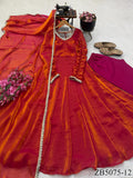 Beautifull Two Tone Color Fendy Silk Mirror Work Gown